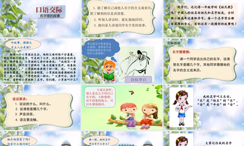 语文三年级上册-课时（教学课件）口语交际  名字里的故事.pptx