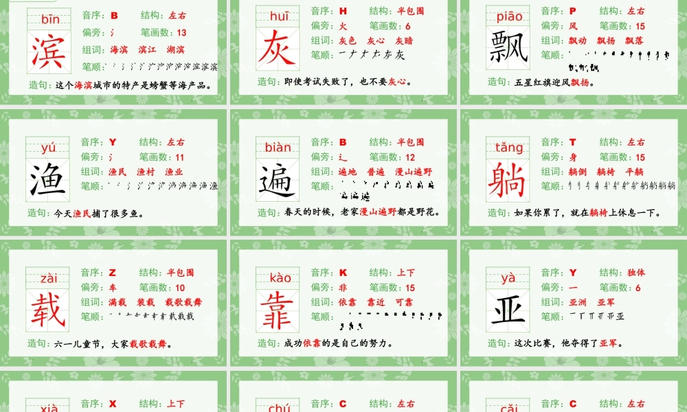语文三年级上册-课时（生字课件）19.海滨小城.pptx