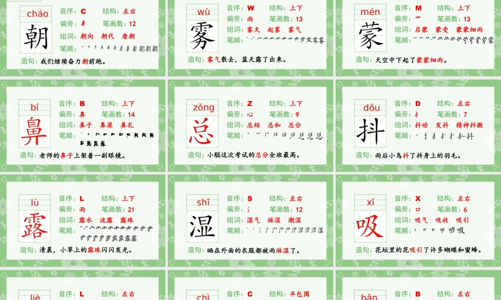 语文三年级上册-课时（生字课件）23.父亲、树林和鸟.pptx