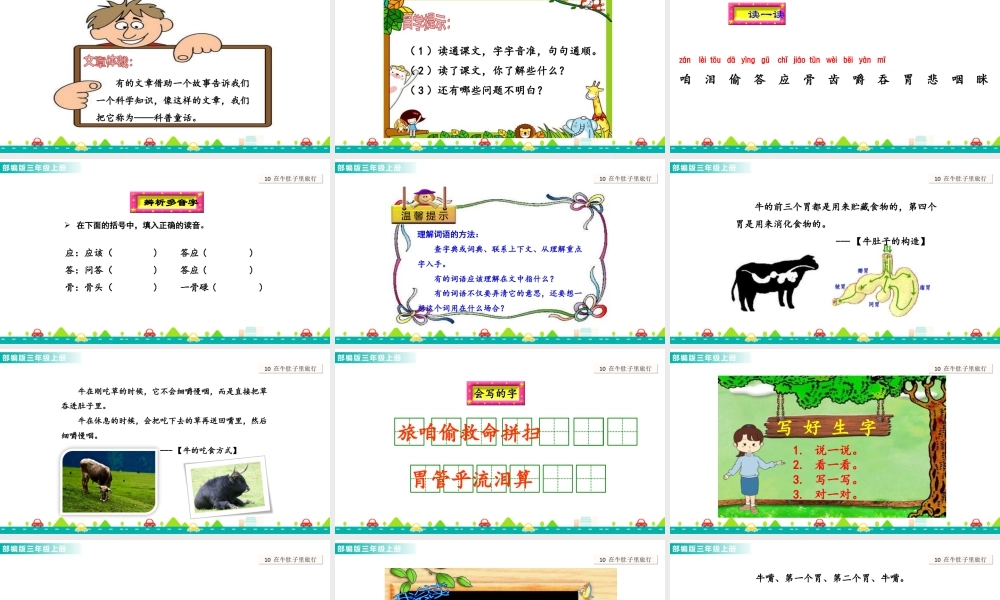 语文三年级上册-课时10 在牛肚子里旅行 课件.ppt