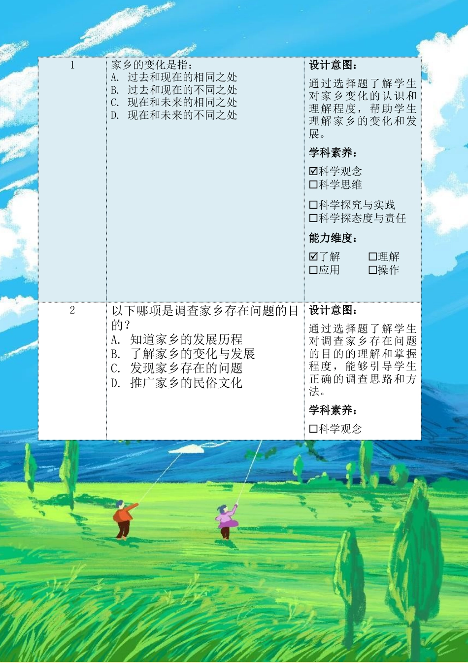 《家乡的喜与忧》第一课时（作业设计）-部编版道德与法治四年级下册.docx_第3页