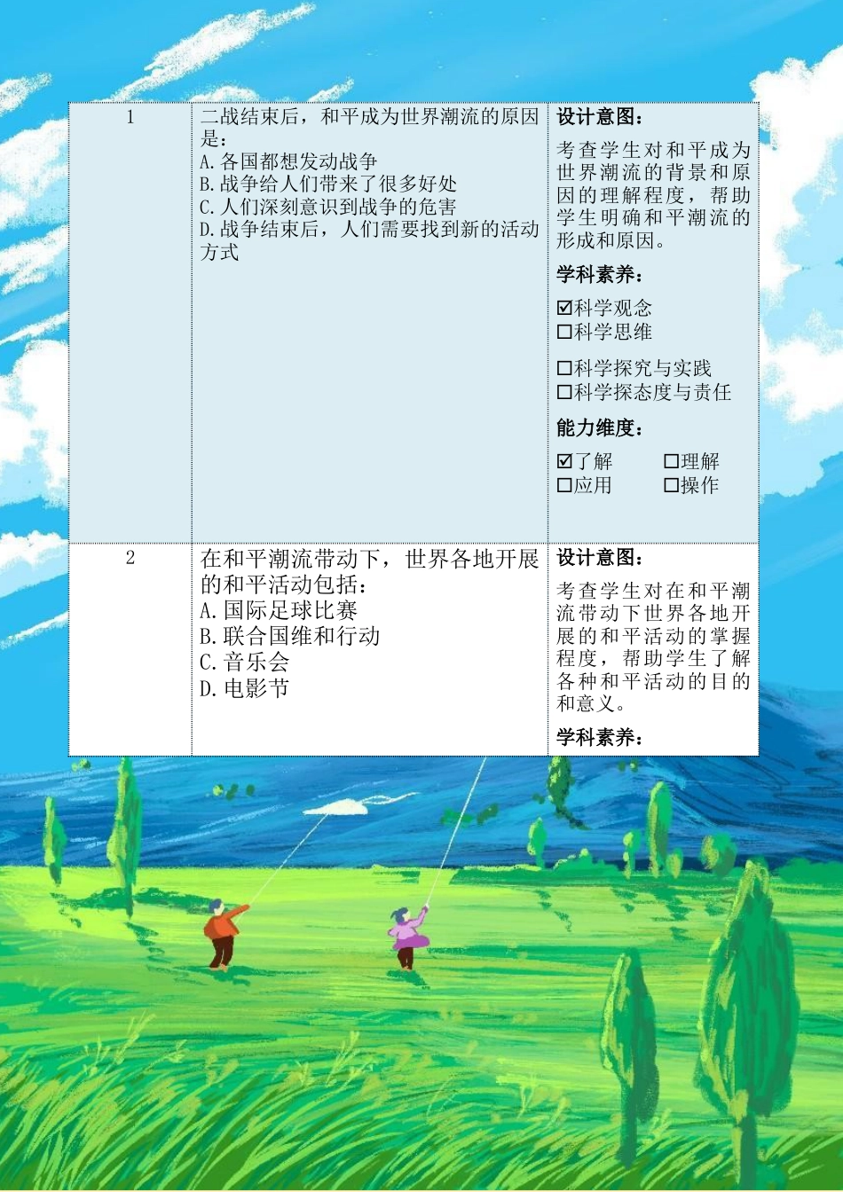 《我们爱和平》第二课时（作业设计）-部编版道德与法治六年级下册.docx_第3页