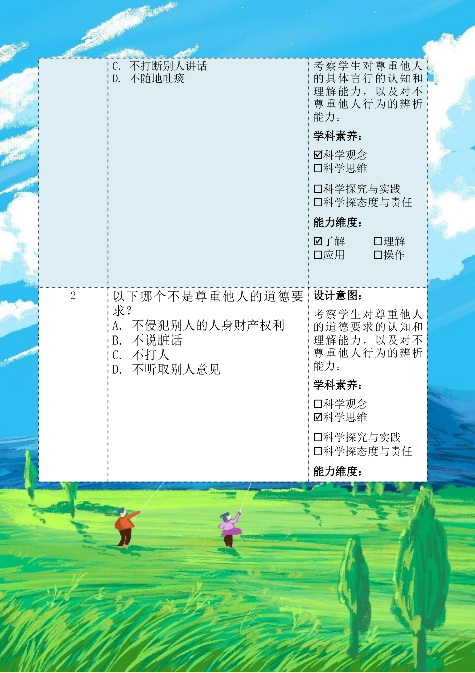 《学会尊重》第三课时（作业设计）-部编版道德与法治六年级下册.docx_第3页