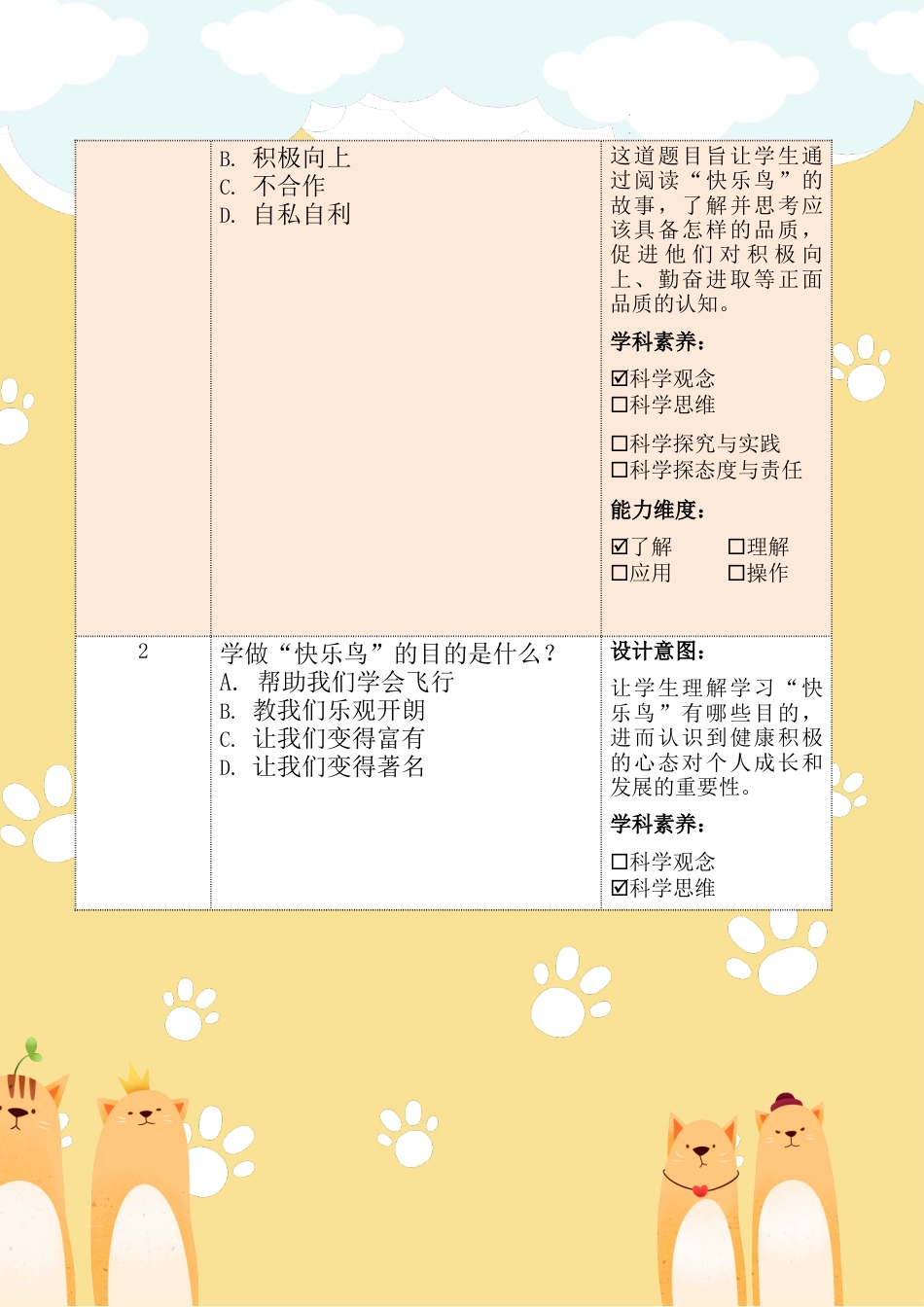 《学做“快乐鸟”》第一课时（作业设计）部编版道德与法治二年级下册.docx_第3页