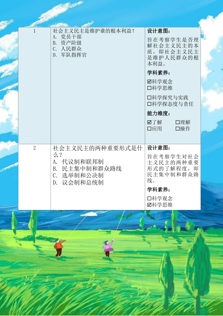 第六讲第一课时《最广泛、最真实、最管用的民主》（作业设计）-《习近平新时代中国特色社会主义思想学生读本（小学高年级）》.docx_第3页