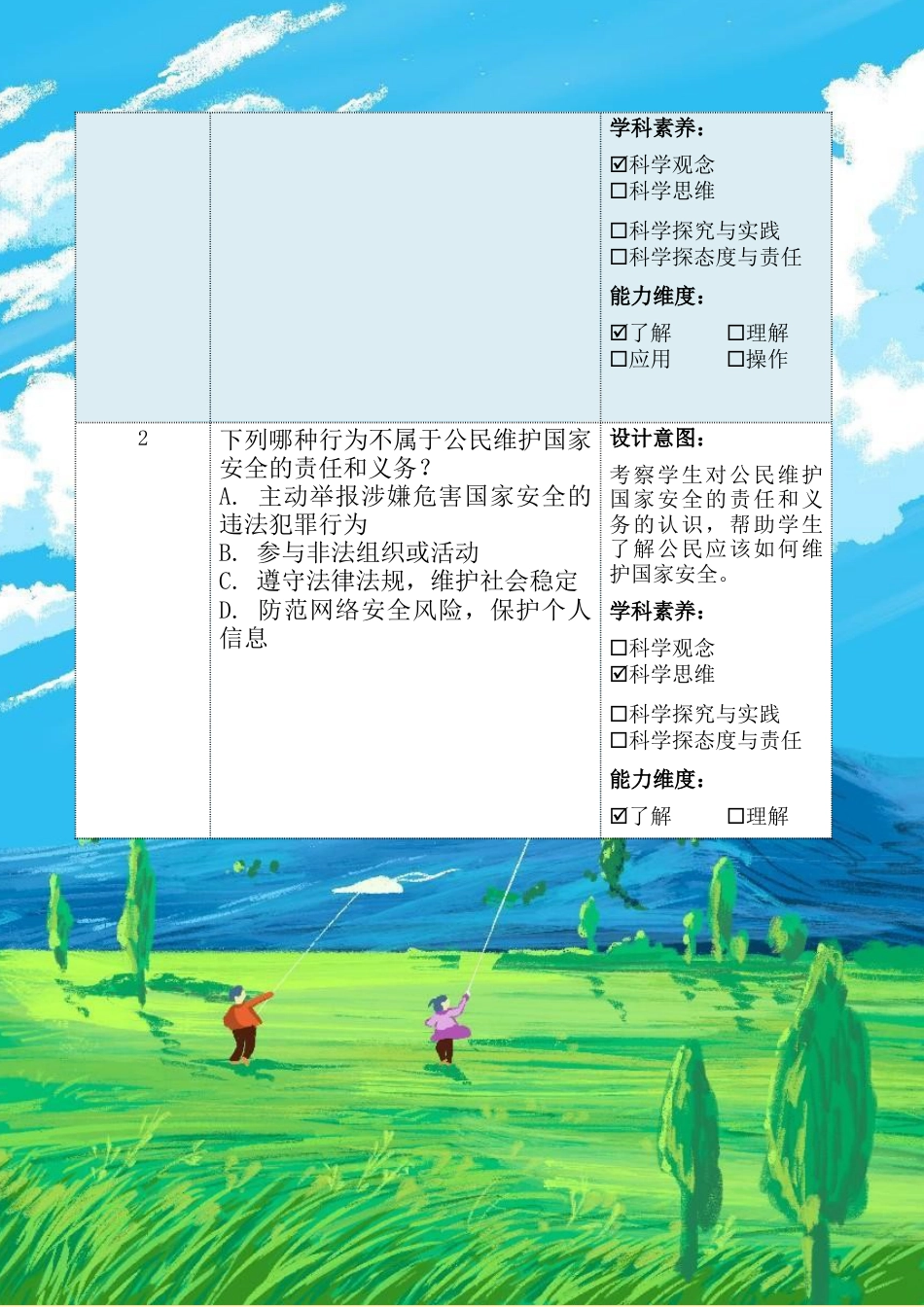 第十一讲第二课时《维护国家安全人人都是主角》（作业设计）-《习近平新时代中国特色社会主义思想学生读本（小学高年级）》.docx_第3页