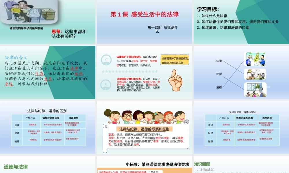 第1课 感受生活中的法律 第一课时（课件）-部编版道德与法治六年级上册.pptx