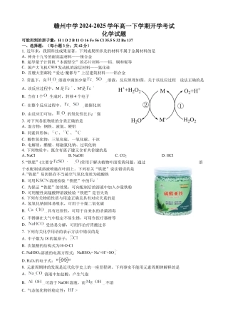 赣州中学2024-2025学年高一下学期开学考试化学试卷.docx