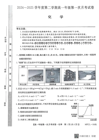 河北省沧州市三县联考2024-2025学年高一下学期3月第一次月考化学试题（PDF版，含答案）_化学.pdf