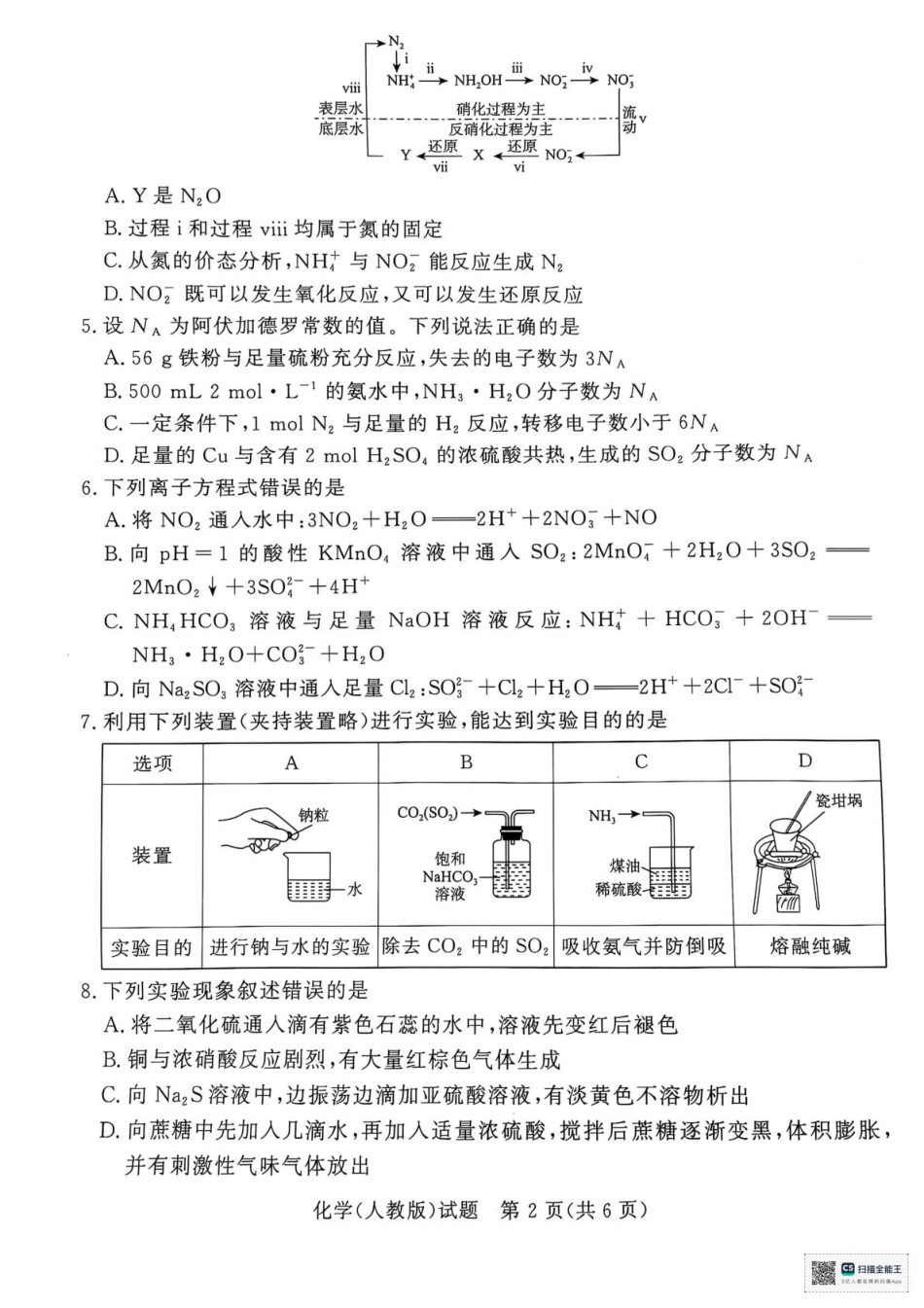 河南省部分名校2024-2025学年高一下学期3月联考化学试卷（人教版）.pdf_第2页