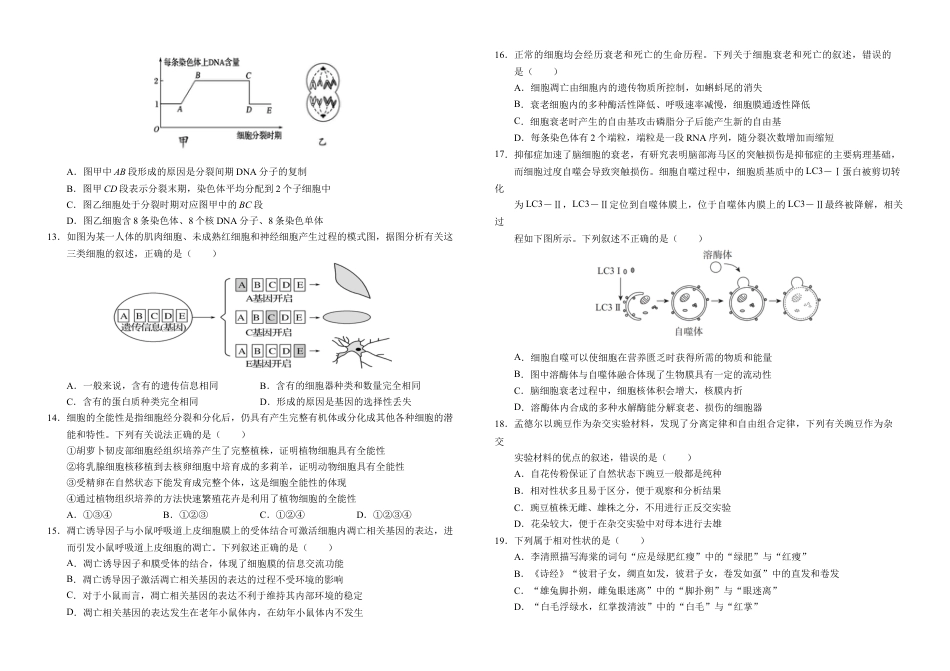 高2024级3月月考生物试卷终(1).docx_第2页