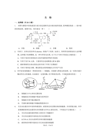 广东省广州市越秀区实验中学2024-2025学年高一下学期开学考试生物学试题（PDF版，含答案）_生物.pdf