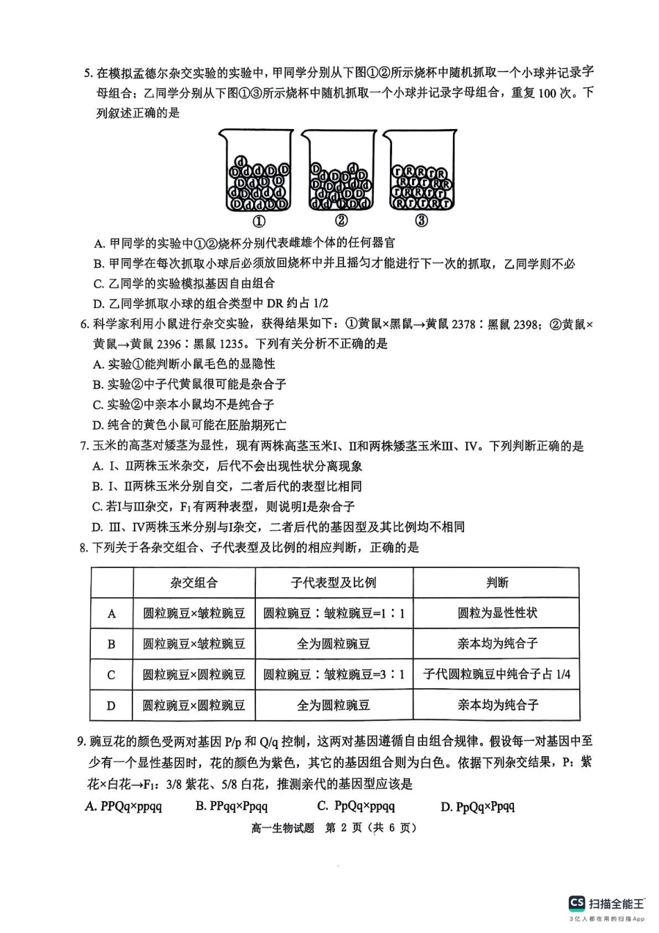 河南省驻马店市环际大联考“逐梦计划”2024-2025学年度第二学期阶段考试高一第一次月考生物试题及答案解析 环际大联考“逐梦计划”2024-2025学年度第二学期阶段考试高一生物试题.pdf_第2页