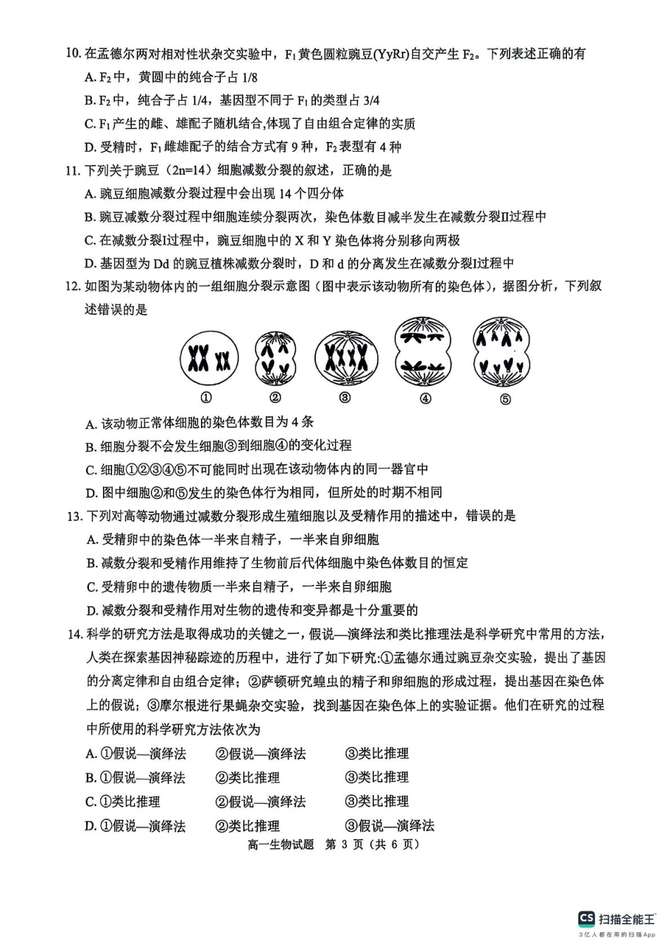 河南省驻马店市环际大联考“逐梦计划”2024-2025学年度第二学期阶段考试高一第一次月考生物试题及答案解析 环际大联考“逐梦计划”2024-2025学年度第二学期阶段考试高一生物试题.pdf_第3页