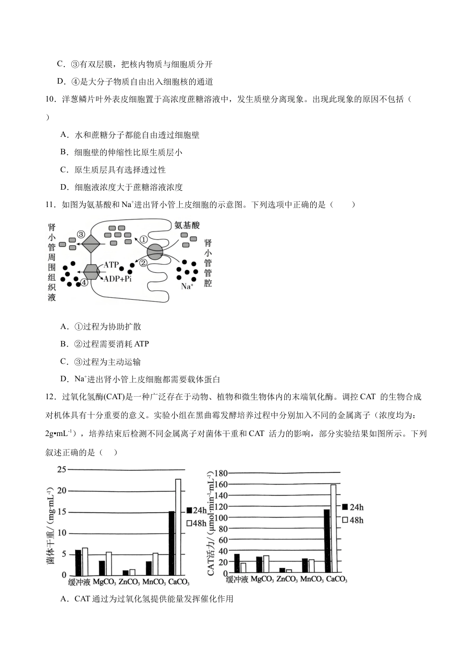 河南省驻马店市新蔡县第一高级中学2024-2025学年高一下学期开学考试生物学试题（含答案）.docx_第3页