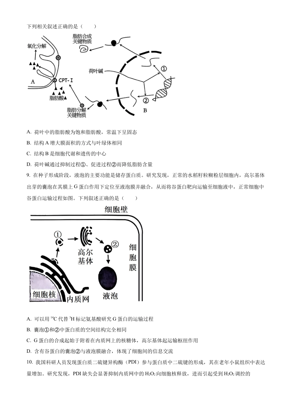 湖北省襄阳市第四中学2024—2025学年高一下学期2月考试生物学试题（含答案）.docx_第3页
