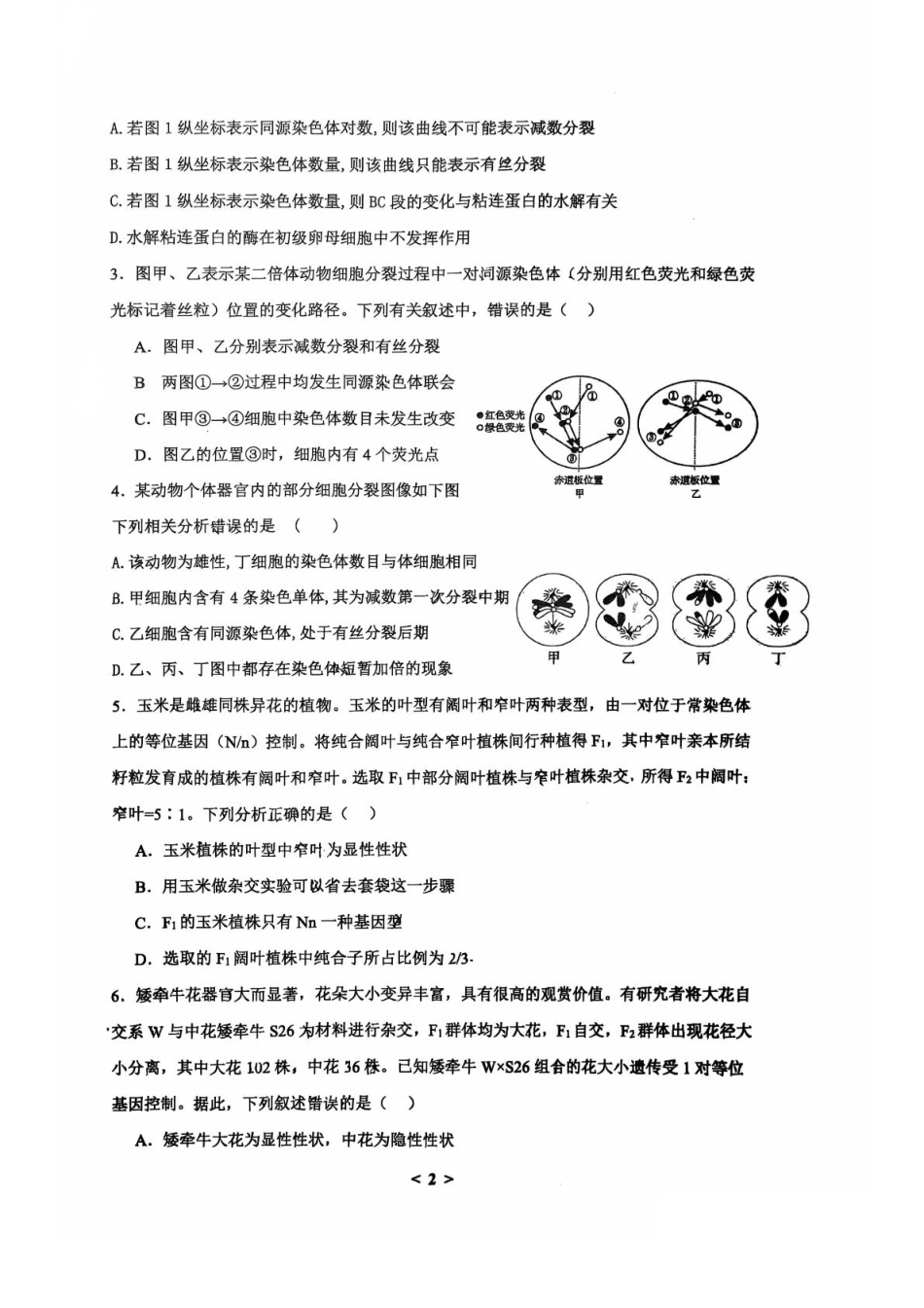 山东省临沂第一中学2024-2025学年高一下学期第3月五次教学检测试题 生物 PDF版含答案.pdf_第2页
