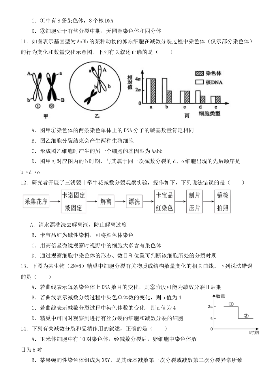 四川省南充市嘉陵一中2024-2025学年高一下学期3月月考试题  生物  Word版含答案_高一3月月考生物卷 (1).doc_第3页