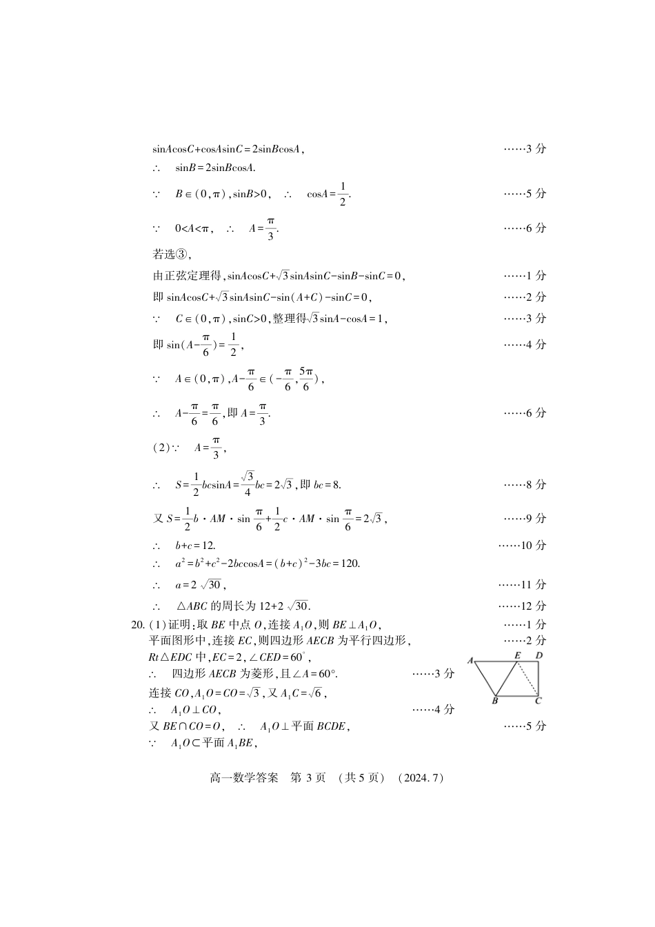河南省洛阳市2023-2024学年高一下学期期末考试_高一数学答案.pdf_第3页