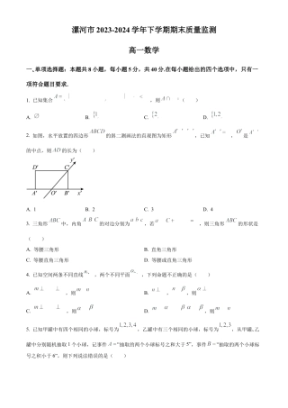 河南省漯河市2023-2024学年高一下学期期末质量监测数学试题.docx