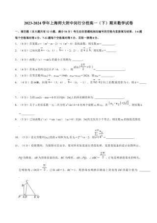 上海市闵行区上海师范大学附属中学闵行分校2023-2024学年高一下学期6月期末考试数学试题.docx