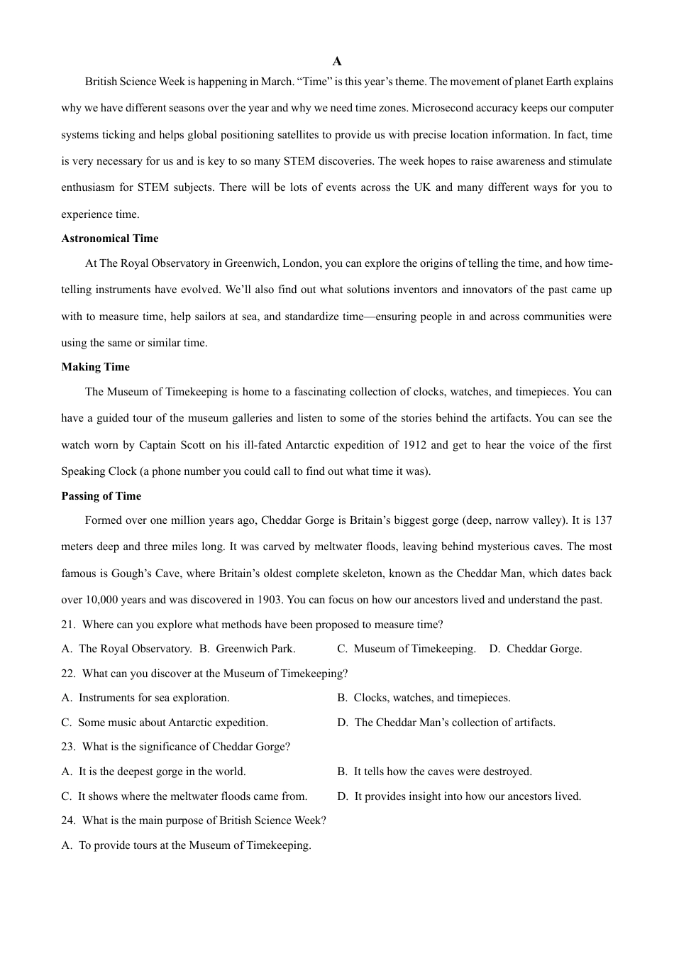 北京市通州区2023-2024学年高一下学期期末质量检测英语试题.docx_第3页