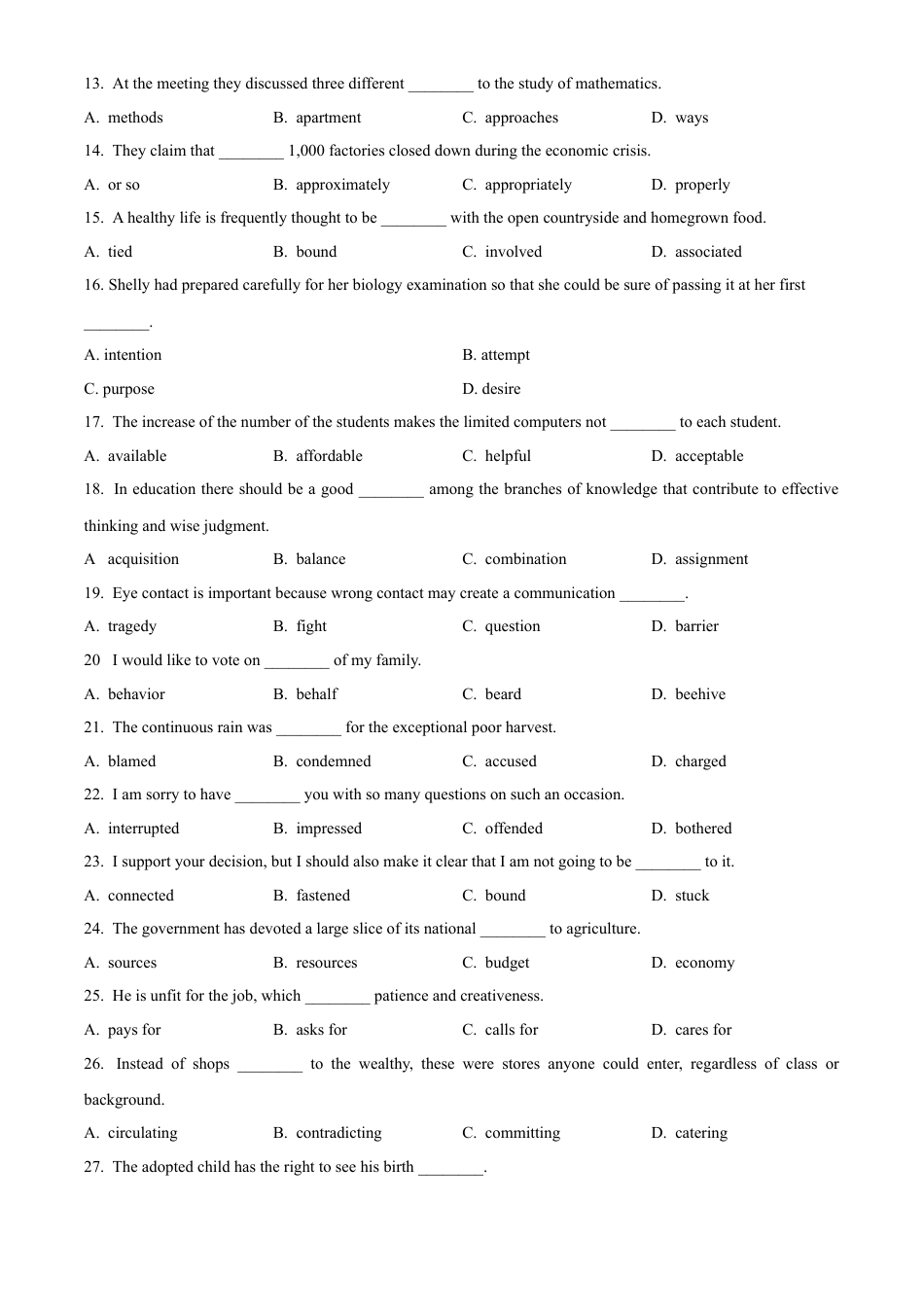 精品解析：北京市第十五中学2024-2025学年高一9月月考英语试题（原卷版）.docx_第2页