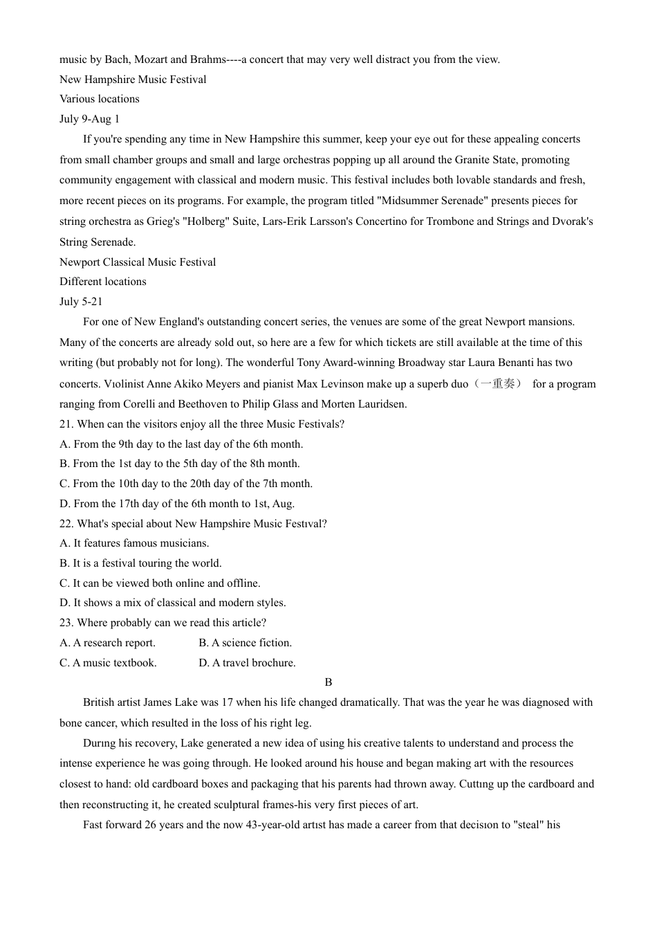 内蒙古自治区赤峰市2023-2024学年高一下学期7月期末英语试题.docx_第3页