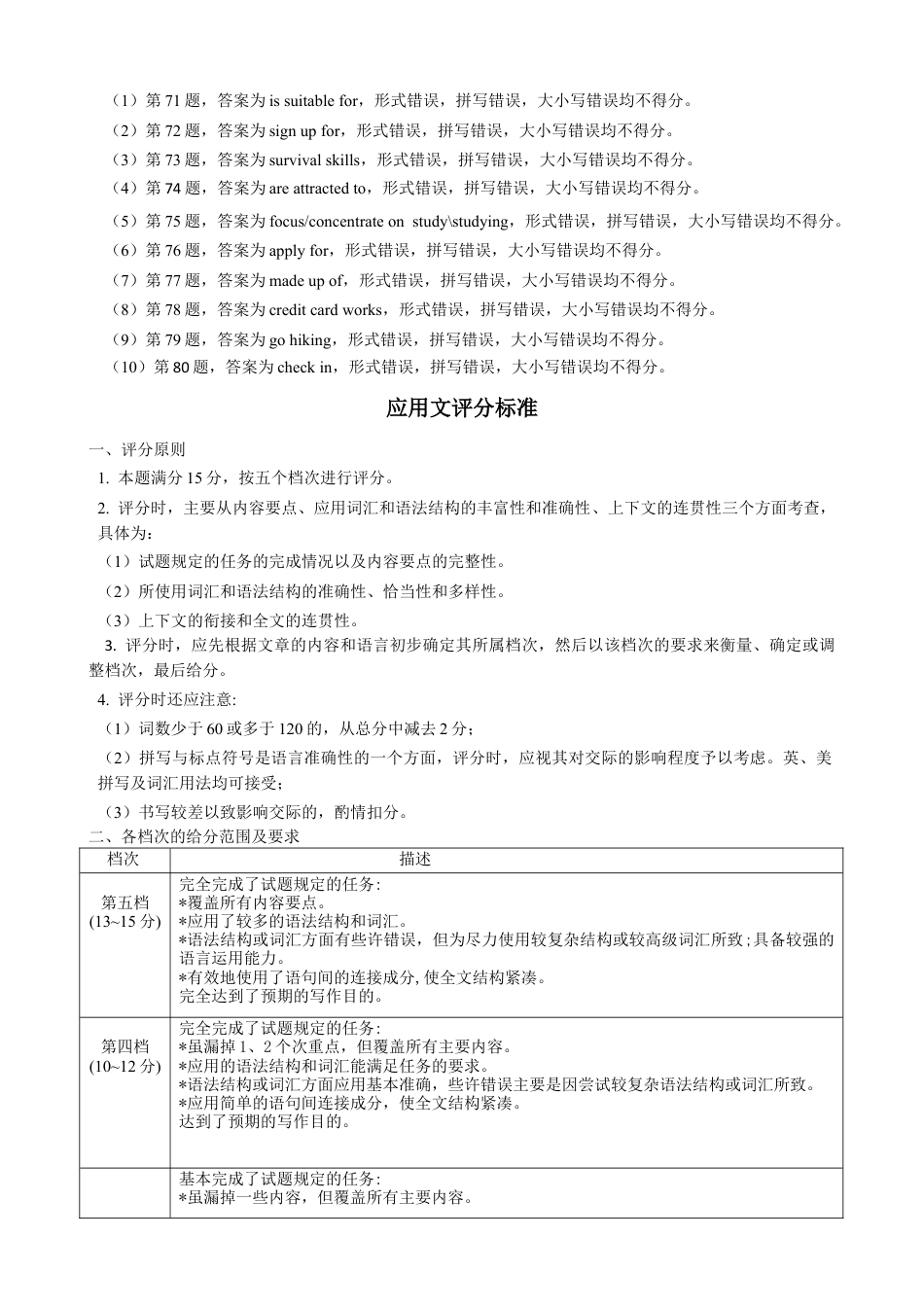 2024—2025学年度高一年级11月联考英语评分细则.docx_第2页