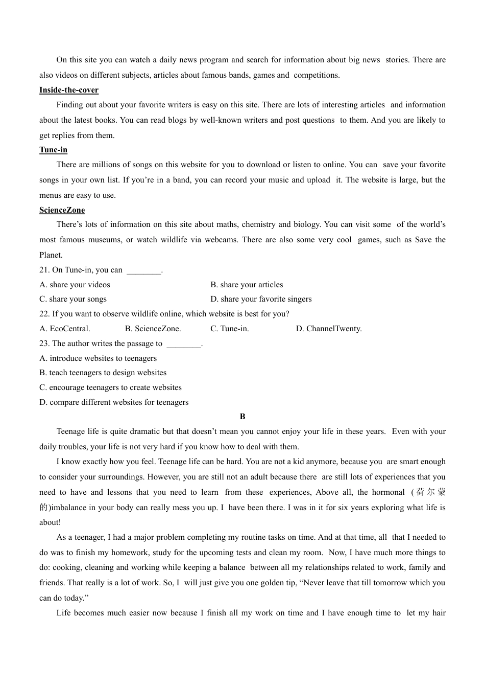福建省漳州市十校联盟2024-2025学年高一上学期11月期中英语试题（含答案，无听力音频有听力原文）.docx_第3页