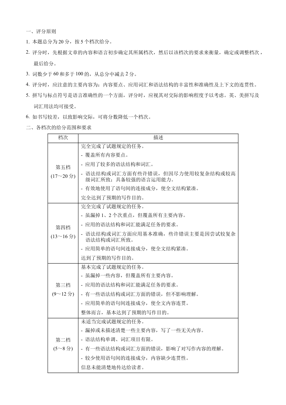 高一英语（新高考通用）01（答案及评分标准）.docx_第2页