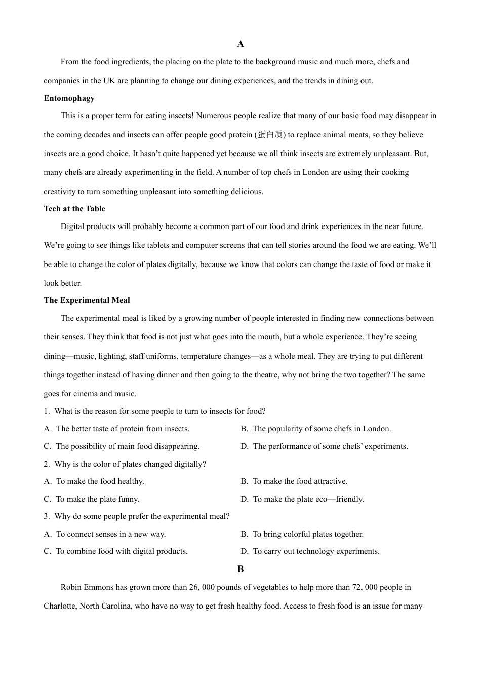 河南省驻马店市2023-2024学年高一下学期7月期末英语试题.docx_第3页