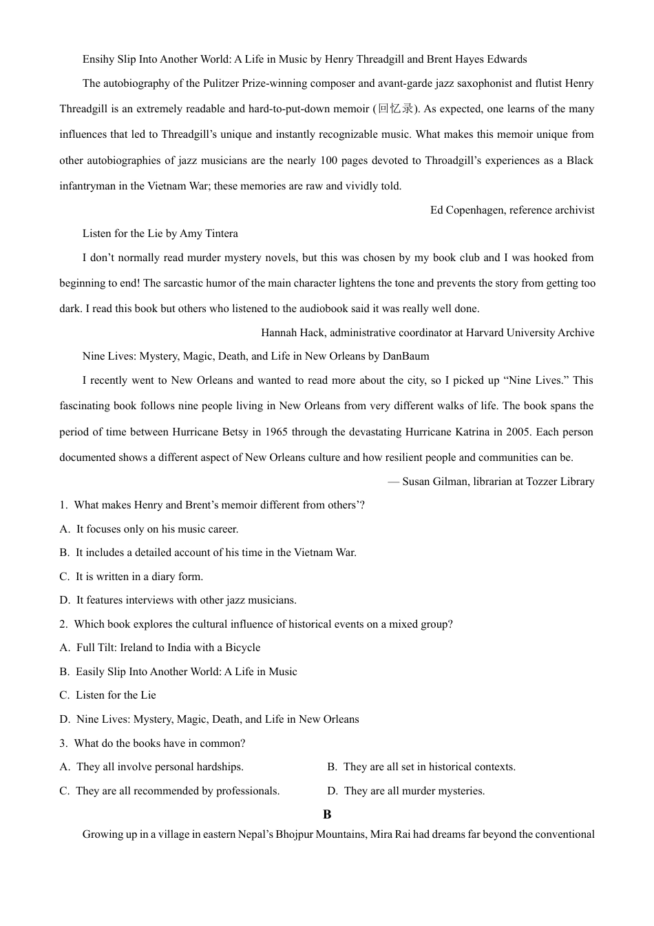 湖北省鄂东南省级示范高中2024-2025学年高一上学期起点考试英语试题.docx_第3页