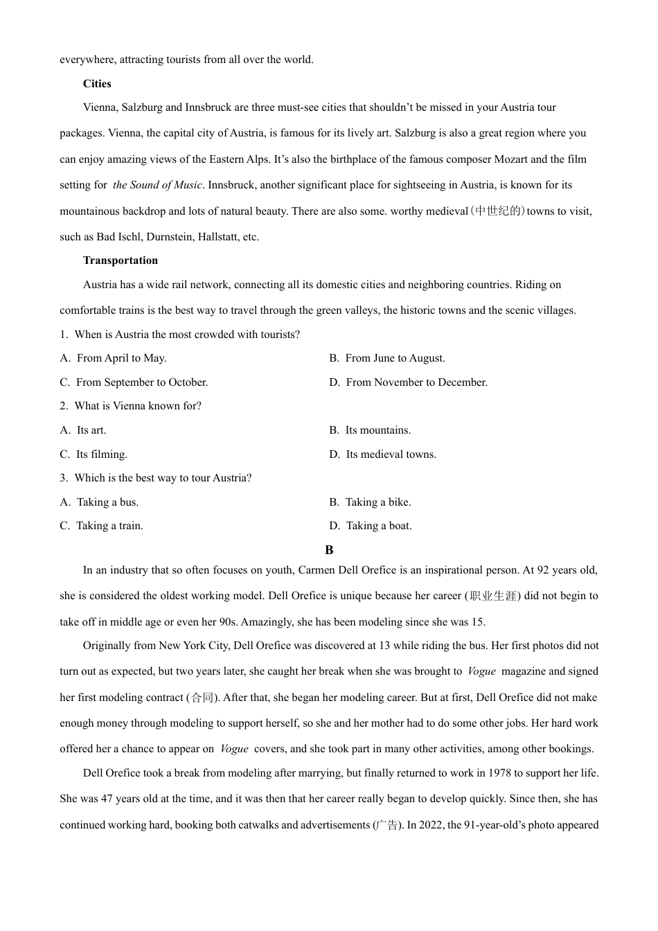 陕西省铜川市第一中学2023-2024学年高一下学期7月期末英语试题.docx_第3页