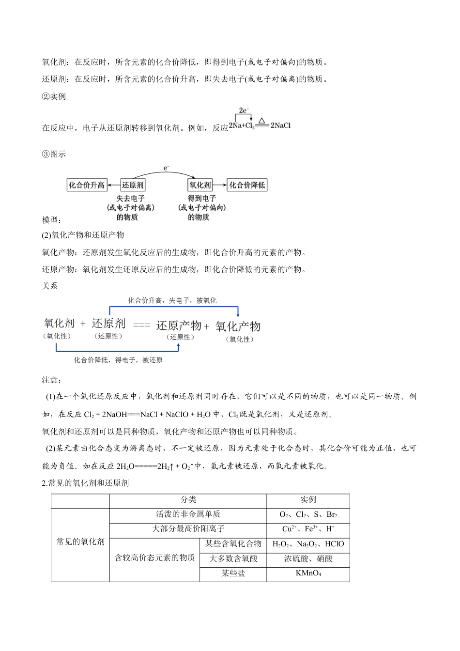 第07课   氧化剂和还原剂-2023年新高一化学暑假自主学习课程导航（人教版2019必修第一册）（原卷版）.docx_第2页