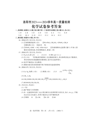 河南省洛阳市2023-2024学年高一下学期期末考试_高一化学答案.pdf