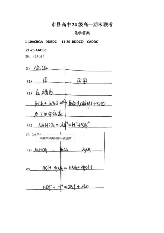四川省眉山市2024-2025学年高一上学期1月期末联考试题  化学  PDF版含答案_答案.docx