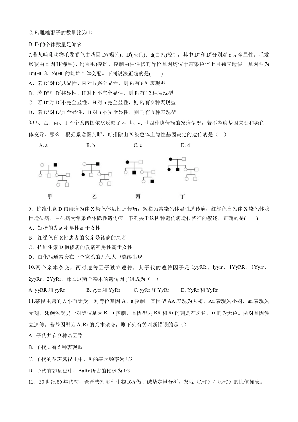 甘肃省兰州第一中学2023-2024学年高一下学期7月期末_XS生物1.docx_第2页