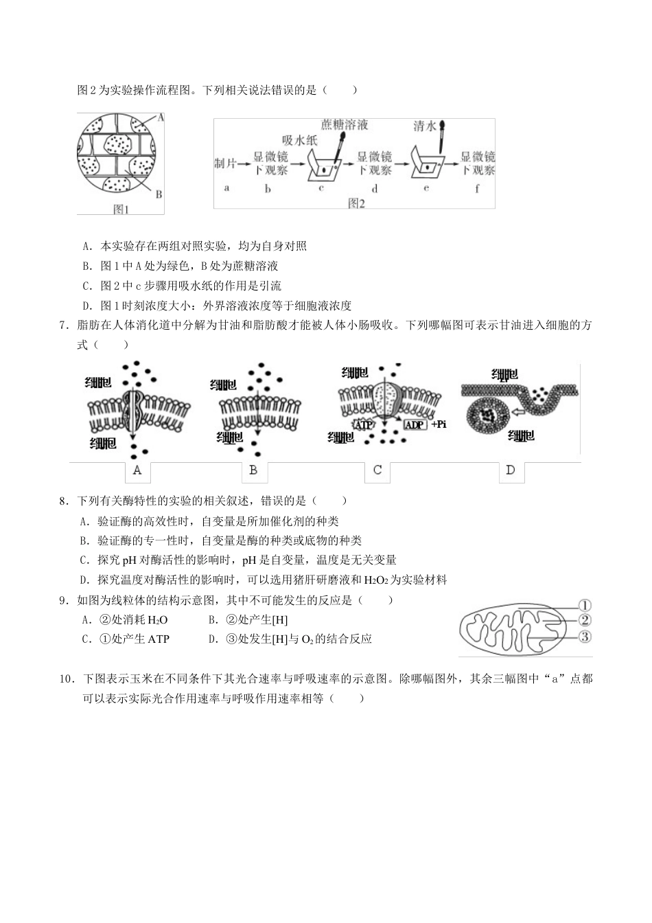 湖南省张家界市2024-2025学年高一上学期期末考试 生物 Word版含答案.docx_第2页