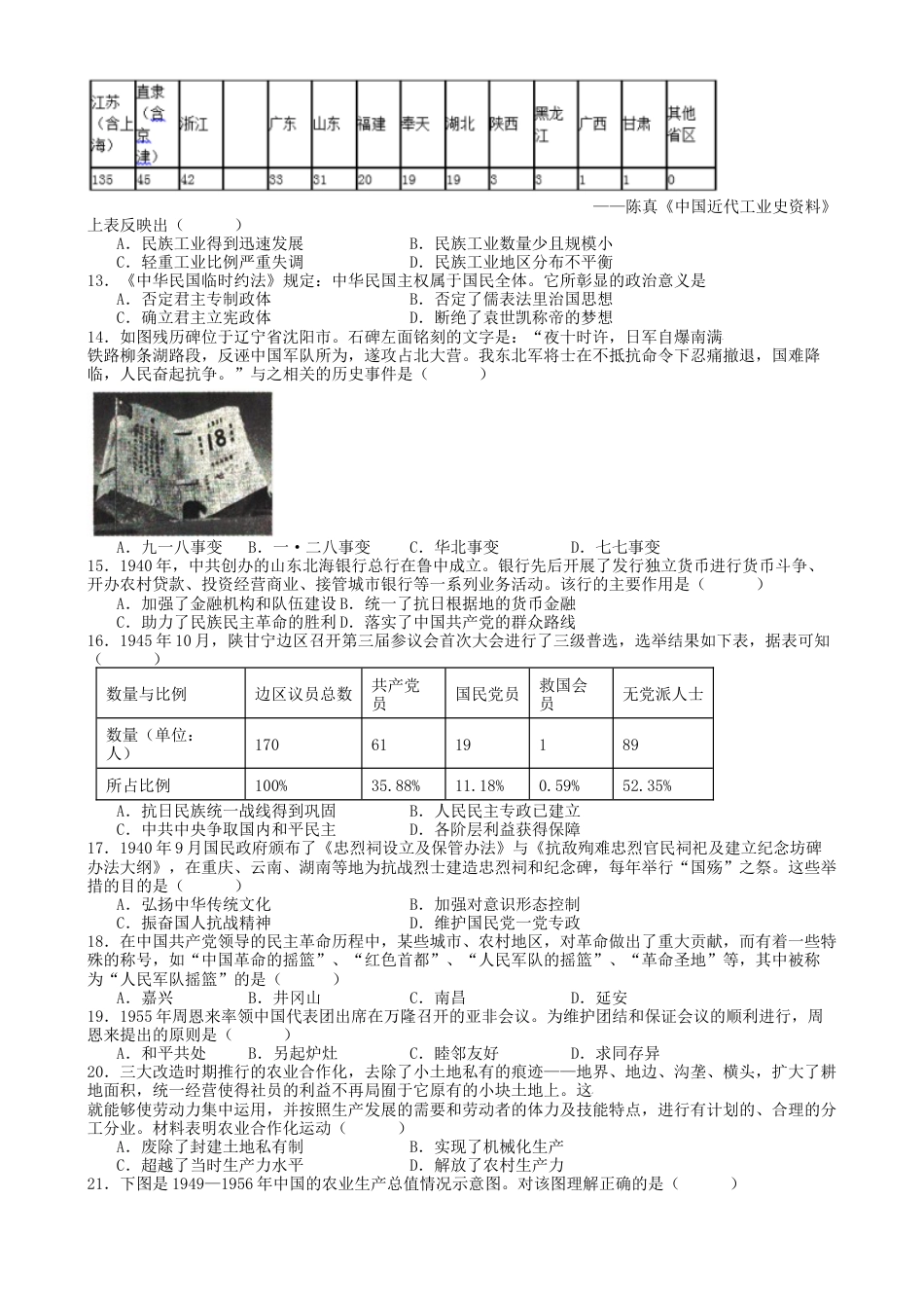 黑龙江省牡丹江市第三子共同体2024-2025学年高一上学期期末历史试卷.docx_第2页