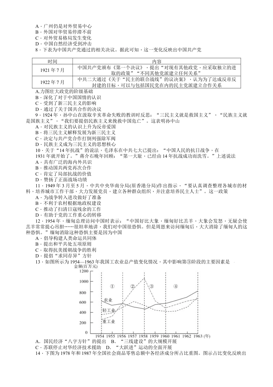 湖南省长沙市湖南师范大学附属中学2024-2025学年高一上学期期末考试历史试题.docx_第2页
