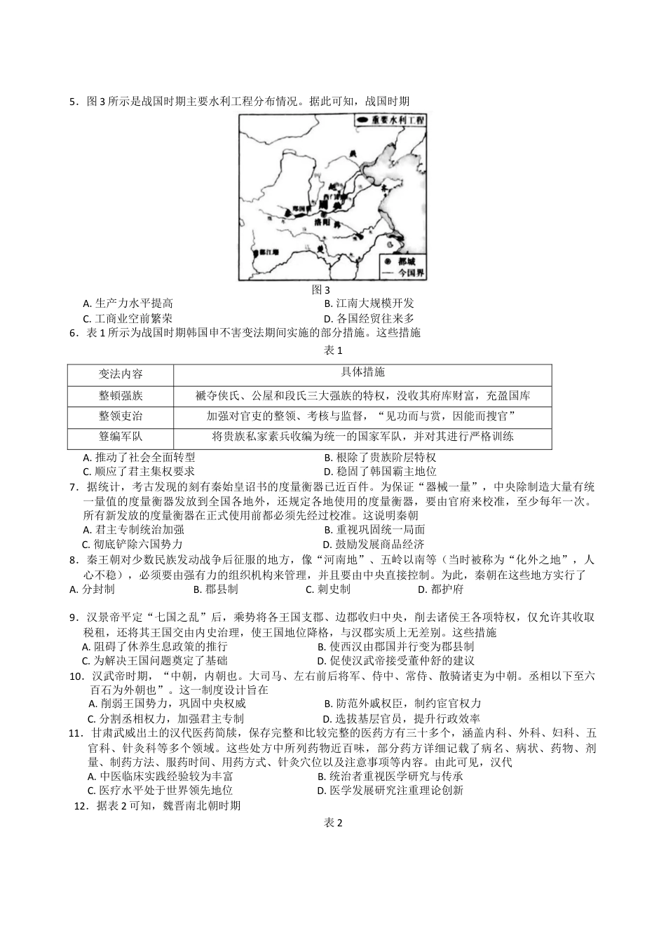 山西省名校2024-2025学年高一上学期10月联考试题 历史 Word版含解析.docx_第2页