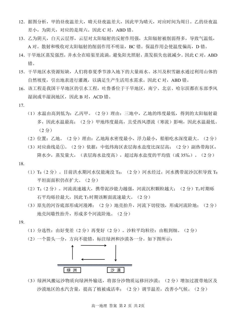 广西河池市2024-2025学年高一上学期12月联盟考试地理_高一地理 答案.pdf_第2页
