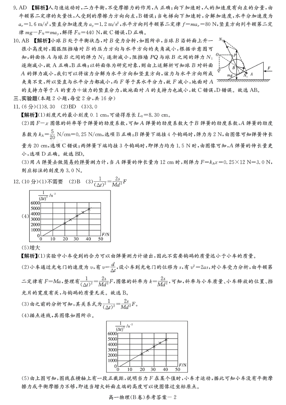 湖南省长沙市长郡中学2024-2025学年高一上学期12月月考物理试题（B） 扫描版含解析_扫描件_2024年秋季高一检测卷.pdf_第2页