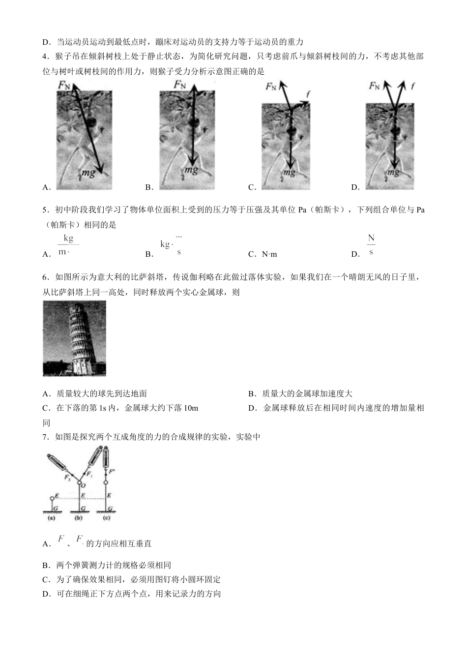 江苏省扬州市高邮市2024-2025学年高一上学期11月期中物理试题（含答案）.docx_第2页