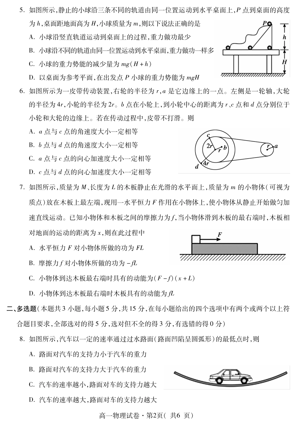 青海省西宁市2023-2024学年高一下学期期末调研测试_高一物理.pdf_第2页