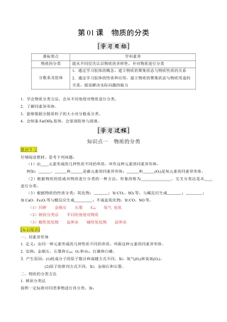 第01课   物质的分类-2023年新高一化学暑假自主学习课程导航（人教版2019必修第一册）（解析版）.docx