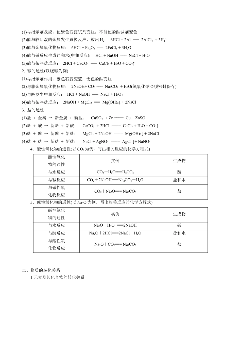 第02课   物质的转化-2023年新高一化学暑假自主学习课程导航（人教版2019必修第一册）（原卷版）.docx_第2页