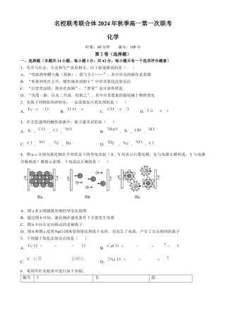 湖南省名校联考联合体2024-2025学年高一上学期第一次联考化学试题 Word版含答案.docx