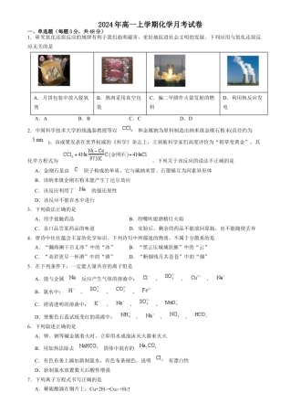 湖南省岳阳市岳阳县第一中学2024-2025学年高一上学期12月月考化学试题 Word版含答案.docx